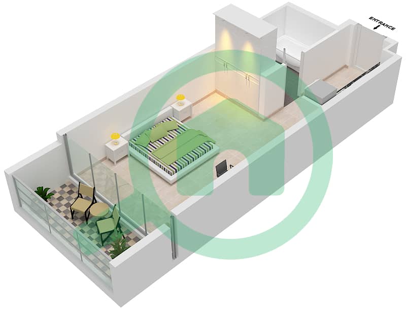 Bellavista - Studio Apartment Unit B04-FLOOR 32,33 Floor plan Floor 32,33 interactive3D