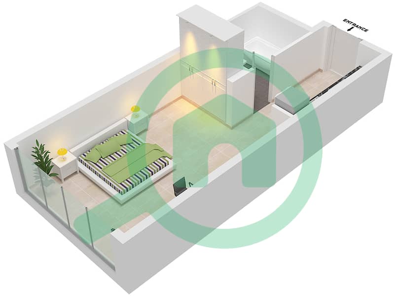 المخططات الطابقية لتصميم الوحدة B08-FLOOR 32,33 شقة استوديو - بيلافيستا Floor 32,33 interactive3D
