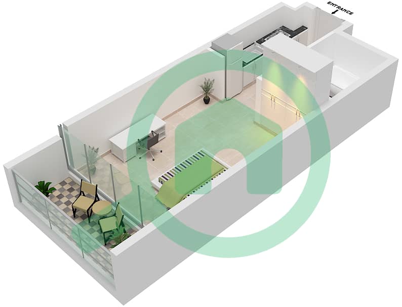 Bellavista - Studio Apartment Unit B14-FLOOR 32,33 Floor plan Floor 32,33 interactive3D