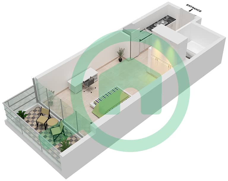 Беллависта - Апартамент Студия планировка Единица измерения C02-FLOOR 4 Floor 4 interactive3D