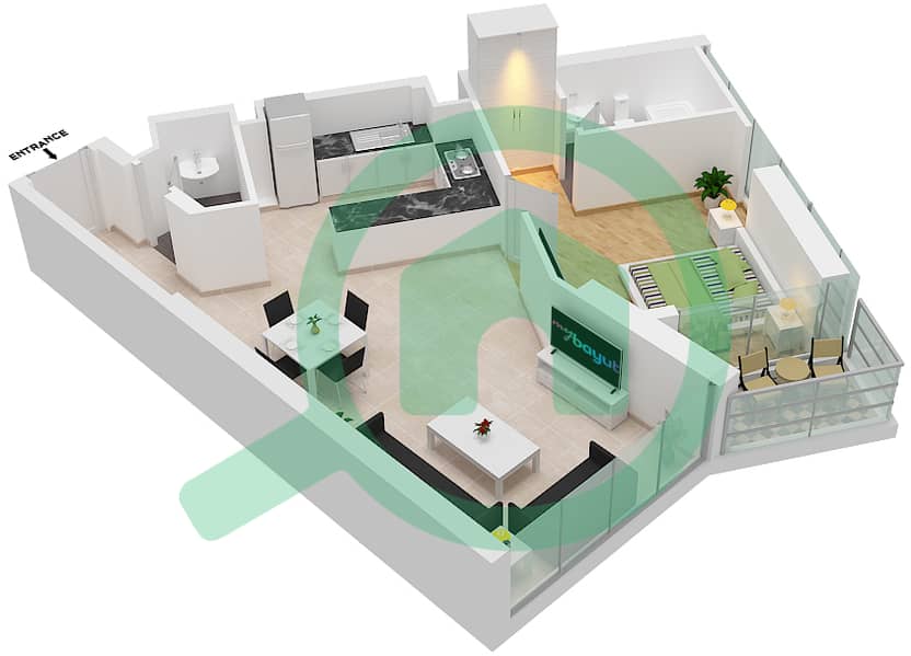 Bellavista - 1 Bedroom Apartment Unit C10- FLOOR 4 Floor plan Floor 4 interactive3D