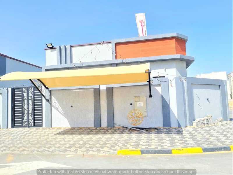 Without registration fees, villa for sale in Al Zahia area, excellent location on the street, the neighbor is direct, freehold for all nationalities,