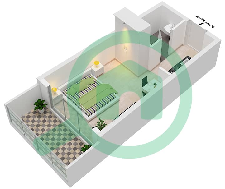 DAMAC Maison Bay's Edge -  Apartment Type J FLOOR 5-9 Floor plan Floor 5-9 interactive3D