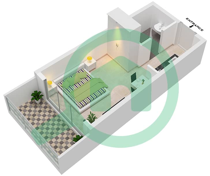 DAMAC Maison Bay's Edge -  Apartment Type M  FLOOR 10-21 Floor plan Floor 10-21 interactive3D