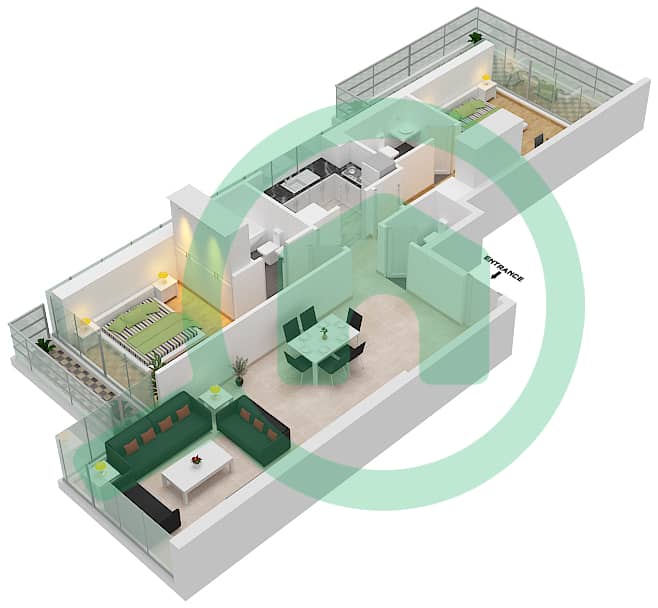 المخططات الطابقية لتصميم الوحدة C03- FLOOR 5-32 شقة 2 غرفة نوم - بيلافيستا Floor 5-32 interactive3D