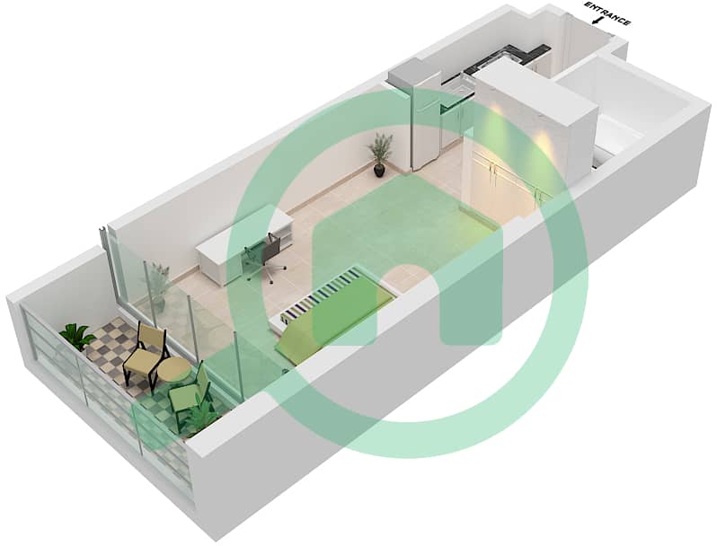 Bellavista - Studio Apartment Unit C14- FLOOR 16-32 Floor plan Floor 16-32 interactive3D