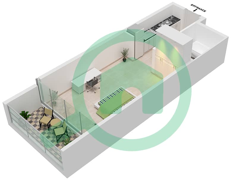 Bellavista - Studio Apartment Unit C03- FLOOR 33,34 Floor plan Floor 33,34 interactive3D