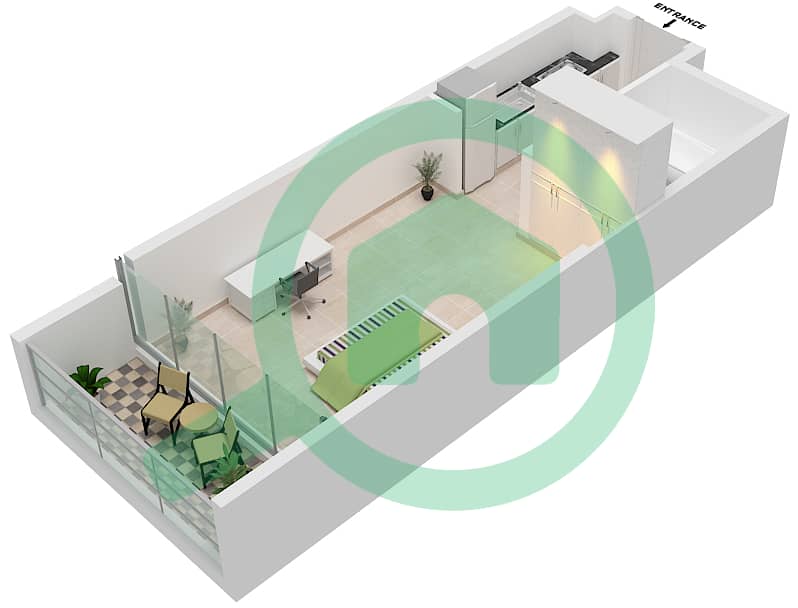 المخططات الطابقية لتصميم الوحدة C12- FLOOR 33,34 شقة استوديو - بيلافيستا Floor 33,34 interactive3D
