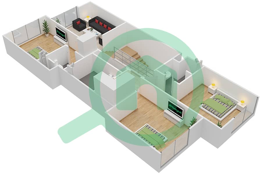 المخططات الطابقية لتصميم النموذج TH-L فیلا 3 غرف نوم - بيكاديلي جرين First Floor interactive3D