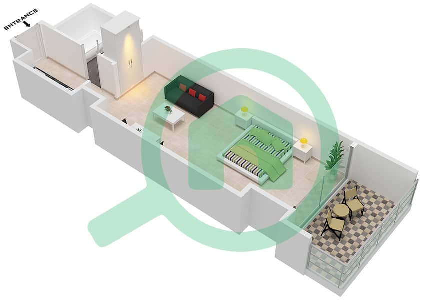 百慕大景观 - 公寓类型／单位A1 / 04 FLOOR 1戶型图 Floor 1 interactive3D