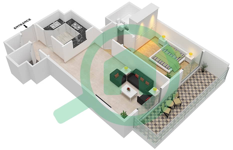 Bermuda Views - 1 Bedroom Apartment Type/unit A2 / 02 FLOOR 3-14 Floor plan Floor 3-14 interactive3D