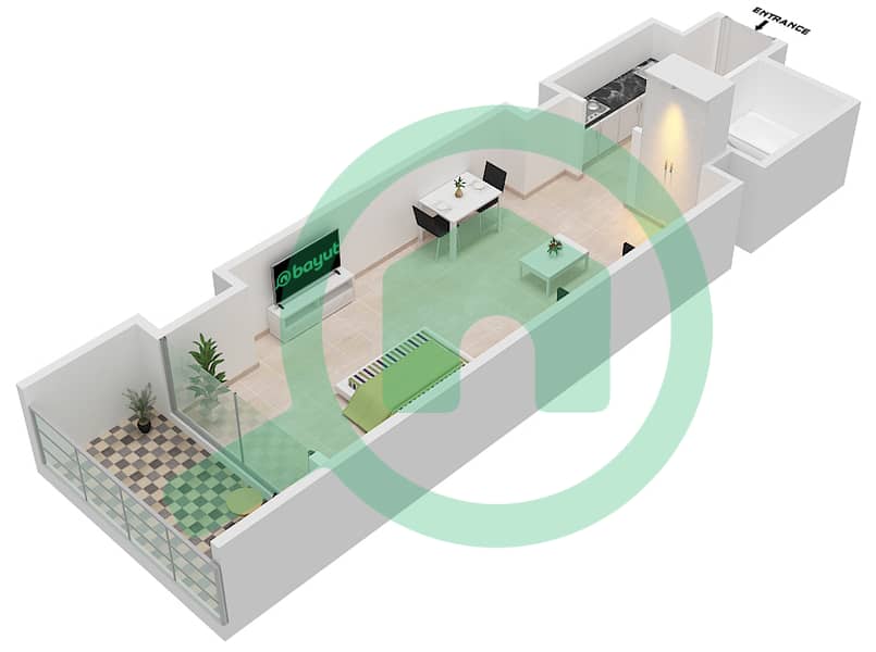 المخططات الطابقية لتصميم النموذج / الوحدة B2/12  FLOOR 4-14 شقة  - برمودا فيوز Floor 4-14 interactive3D