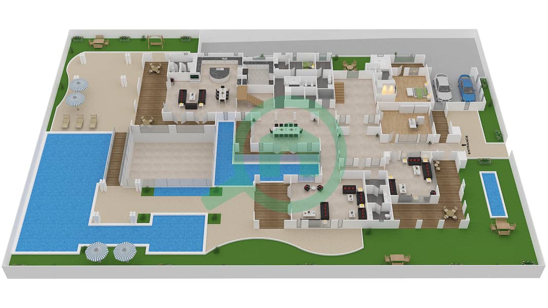 迪拜山景社区 - 7 卧室别墅类型2 CLASSIC戶型图 Ground Floor interactive3D