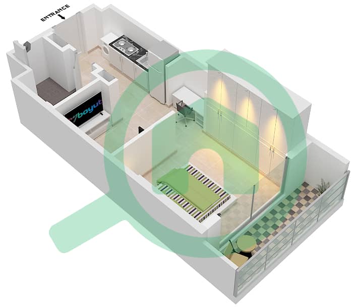 Azizi Berton - Studio Apartment Type/unit 2/2 FLOOR 1-6 Floor plan Floor 1-6 interactive3D