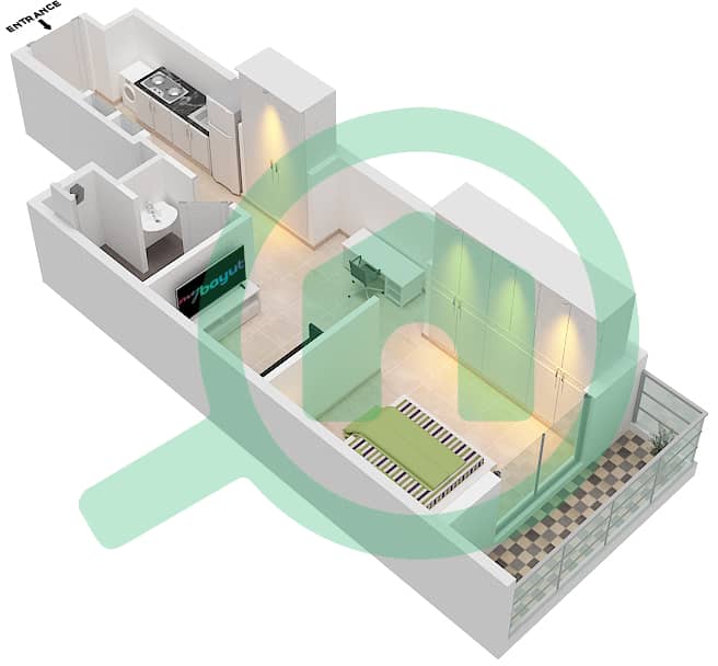 Азизи Бертон - Апартамент Студия планировка Тип/мера 3/4 FLOOR 1,7 Floor 1,7 interactive3D