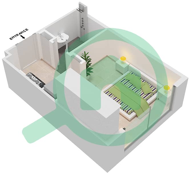 المخططات الطابقية لتصميم النموذج / الوحدة 4/4 FLOOR 1-7 شقة استوديو - عزيزي برتون Floor 1-7 interactive3D