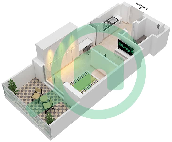 阿齐兹贝尔通公寓 - 单身公寓类型／单位2/12 FLOOR 1戶型图 Floor 1 interactive3D