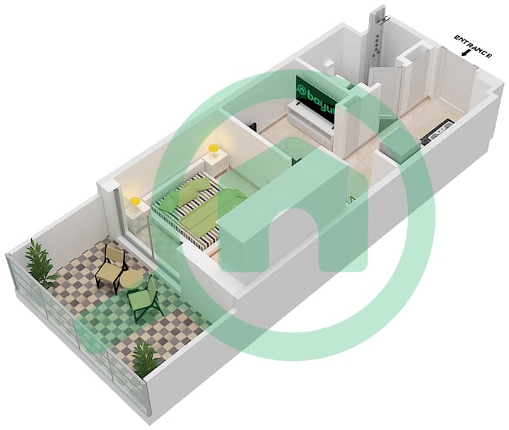 阿齐兹贝尔通公寓 - 单身公寓类型／单位2/13 FLOOR 1戶型图 Floor 1 interactive3D