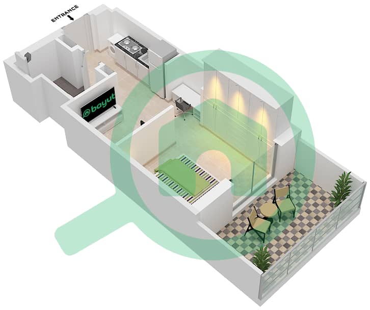阿齐兹贝尔通公寓 - 单身公寓类型／单位2/23 FLOOR 1戶型图 Floor 1 interactive3D