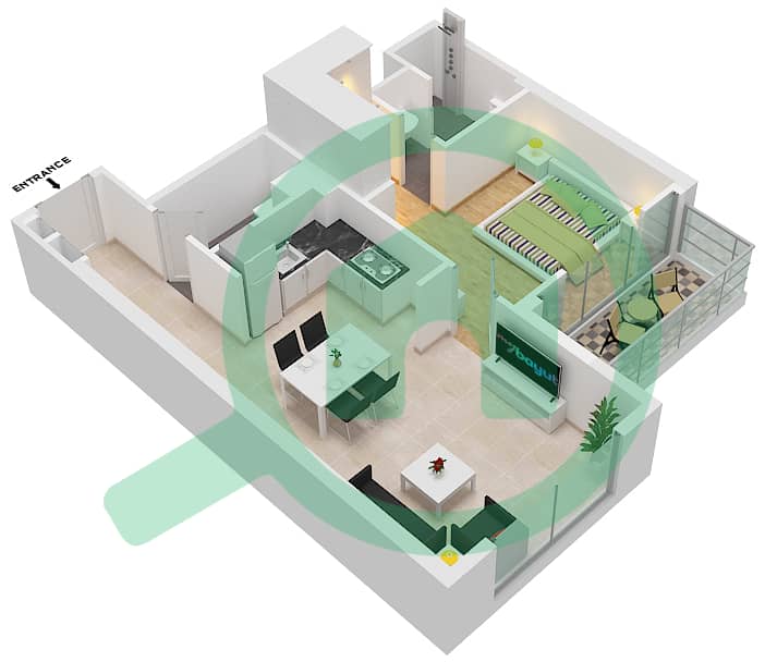 Azizi Berton - 1 Bedroom Apartment Type/unit 1/30 FLOOR 1 Floor plan Floor 1 interactive3D