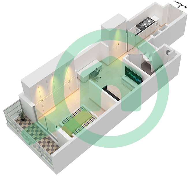 Азизи Бертон - Апартамент Студия планировка Тип/мера 3/31 FLOOR 1 Floor 1 interactive3D