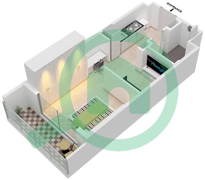 阿齐兹贝尔通公寓 - 单身公寓类型／单位2/33 FLOOR 1-6戶型图 Floor 1-6 interactive3D
