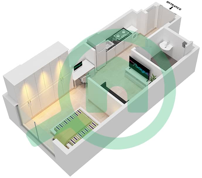 Azizi Berton - Studio Apartment Type/unit 1/34 FLOOR 1-6 Floor plan Floor 1-6 interactive3D