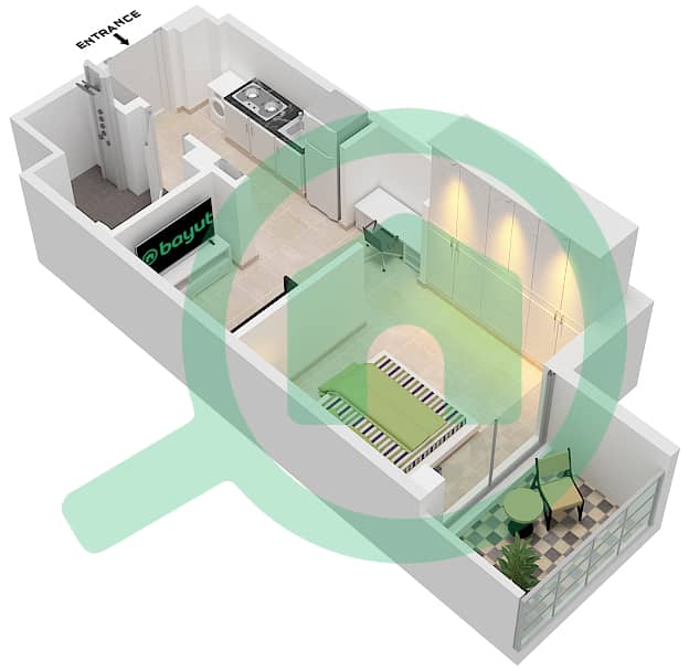 Azizi Berton - Studio Apartment Type/unit 2/13 FLOOR 2-7 Floor plan Floor 2-7 interactive3D