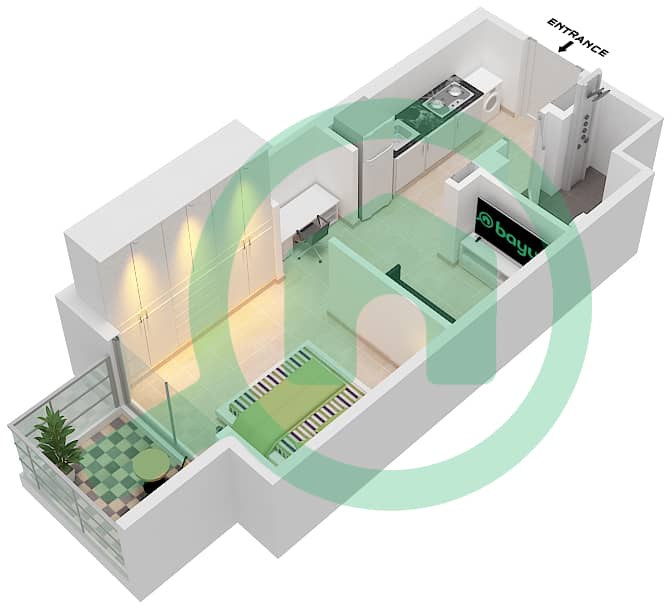 المخططات الطابقية لتصميم النموذج / الوحدة 2/20 FLOOR 2-6 شقة استوديو - عزيزي برتون Floor 2-6 interactive3D