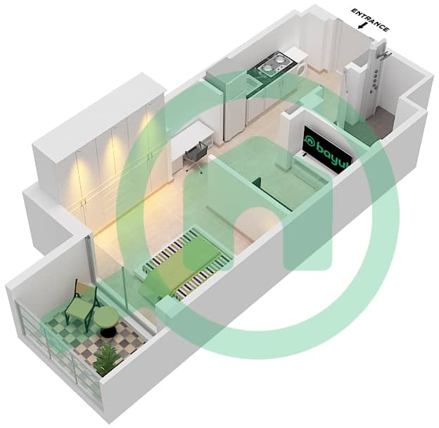 Azizi Berton - Studio Apartment Type/unit 2/22 FLOOR 2-6 Floor plan Floor 2-6 interactive3D