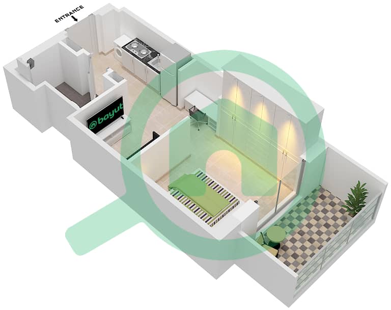 المخططات الطابقية لتصميم النموذج / الوحدة 2/23 FLOOR 2-6 شقة استوديو - عزيزي برتون Floor 2-6 interactive3D