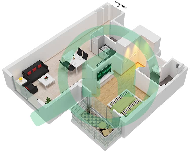 Азизи Бертон - Апартамент 1 Спальня планировка Тип/мера 1/30 FLOOR 2-6 Floor 2-6 interactive3D