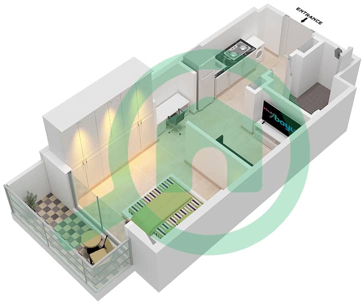 Azizi Berton - Studio Apartment Type/unit 2/35 FLOOR 2-6 Floor plan Floor 2-6 interactive3D