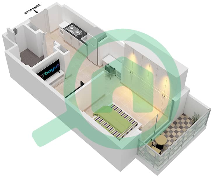 Azizi Berton - Studio Apartment Type/unit 2/36 FLOOR 2-6 Floor plan Floor 2-6 interactive3D