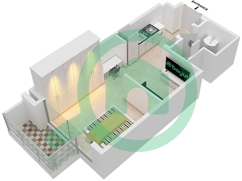 Азизи Бертон - Апартамент Студия планировка Тип/мера 2/8,21 FLOOR 7 Floor 7 interactive3D