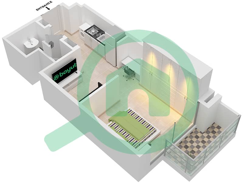 Азизи Бертон - Апартамент Студия планировка Тип/мера 2/9,22 FLOOR 7 Floor 7 interactive3D