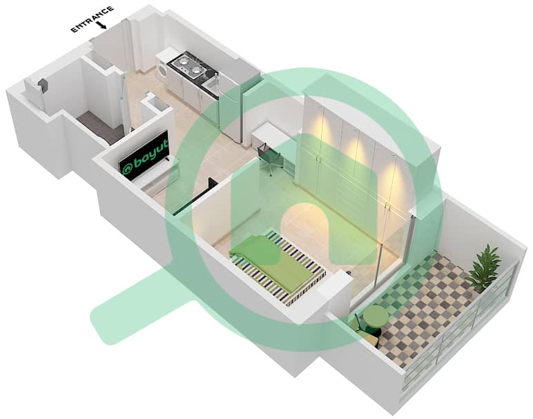 المخططات الطابقية لتصميم النموذج / الوحدة 2/18 FLOOR 7 شقة استوديو - عزيزي برتون Floor 7 interactive3D