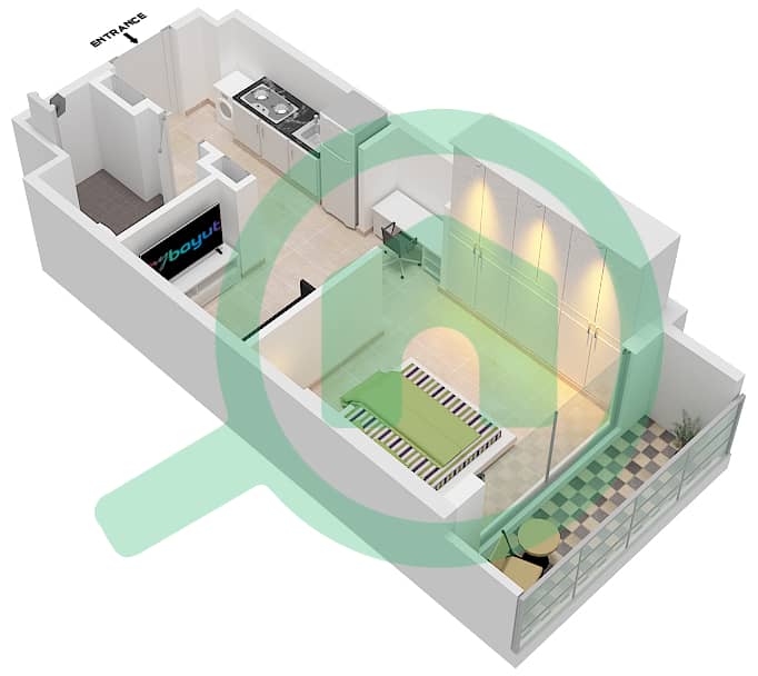 المخططات الطابقية لتصميم النموذج / الوحدة 2/2 FLOOR 7 شقة استوديو - عزيزي برتون Floor 7 interactive3D