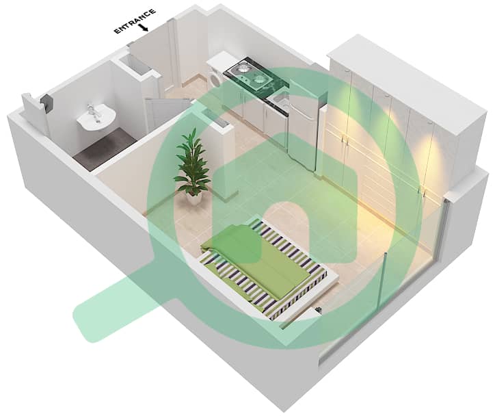 Азизи Бертон - Апартамент Студия планировка Тип/мера 4/24 FLOOR 7 Floor 7 interactive3D