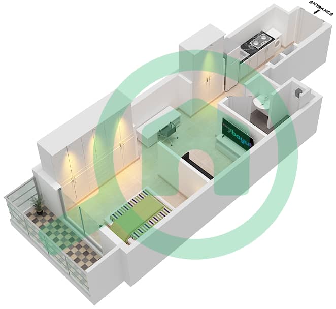 Азизи Бертон - Апартамент Студия планировка Тип/мера 3/26 FLOOR 7 Floor 7 interactive3D