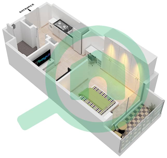 阿齐兹贝尔通公寓 - 单身公寓类型／单位2/27 FLOOR 7戶型图 Floor 7 interactive3D