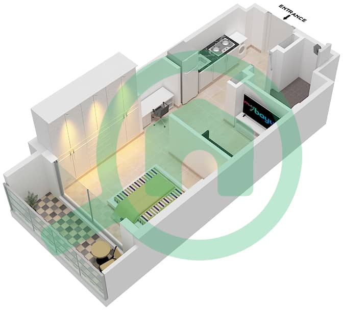 Азизи Бертон - Апартамент Студия планировка Тип/мера 2/28 FLOOR 7 Floor 7 interactive3D