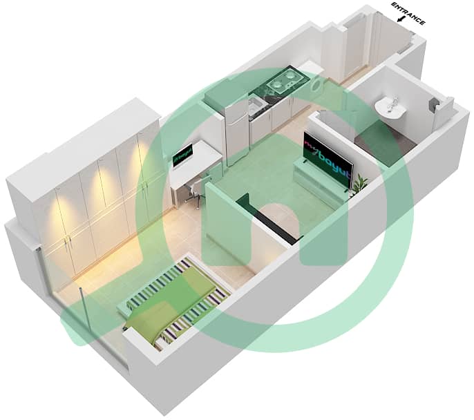 المخططات الطابقية لتصميم النموذج / الوحدة 1/29 FLOOR 7 شقة استوديو - عزيزي برتون Floor 7 interactive3D