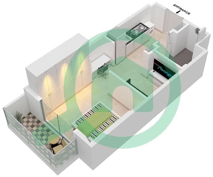 Azizi Berton - Studio Apartment Type/unit 2/30 FLOOR 7 Floor plan Floor 7 interactive3D
