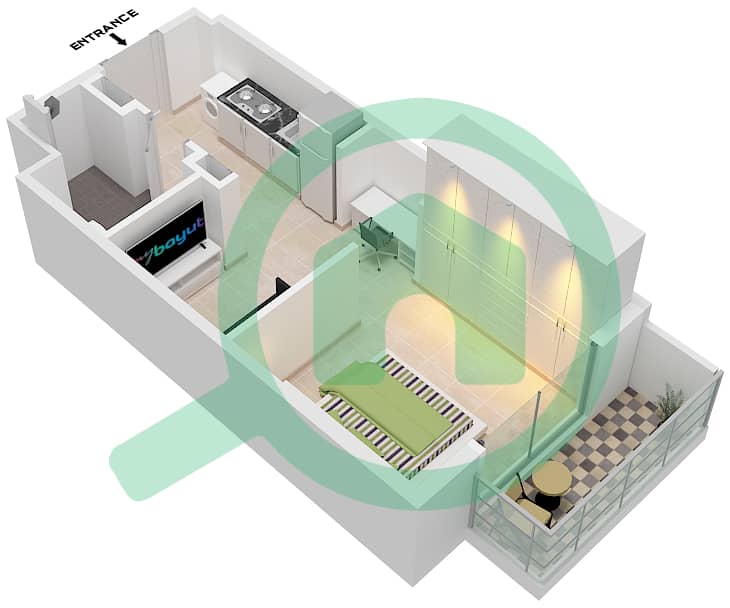 阿齐兹贝尔通公寓 - 单身公寓类型／单位2/31 FLOOR 7戶型图 Floor 7 interactive3D