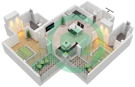 Azizi Berton - 2 Bedroom Apartment Type/unit 1/10 FLOOR 1-7 Floor plan