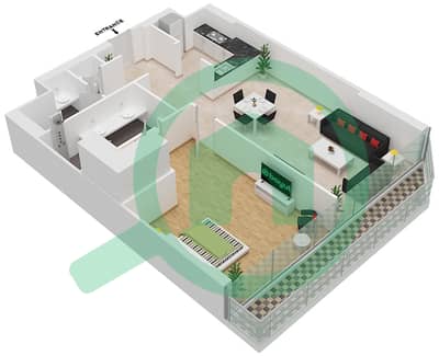 المخططات الطابقية لتصميم النموذج / الوحدة 1C/5 FLOOR 17-40 شقة 1 غرفة نوم - فندق وأجنحة أفاني بالم فيو دبي