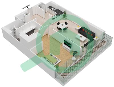 المخططات الطابقية لتصميم النموذج / الوحدة 1E/7,8 FLOOR 17-40 شقة 1 غرفة نوم - فندق وأجنحة أفاني بالم فيو دبي