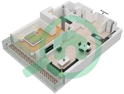 المخططات الطابقية لتصميم النموذج / الوحدة 1F/8,9 FLOOR 17-40 شقة 1 غرفة نوم - فندق وأجنحة أفاني بالم فيو دبي