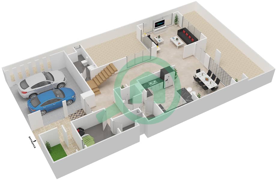 Nalaya Villa - 3 Bedroom Villa Type 1 Floor plan Ground Floor interactive3D